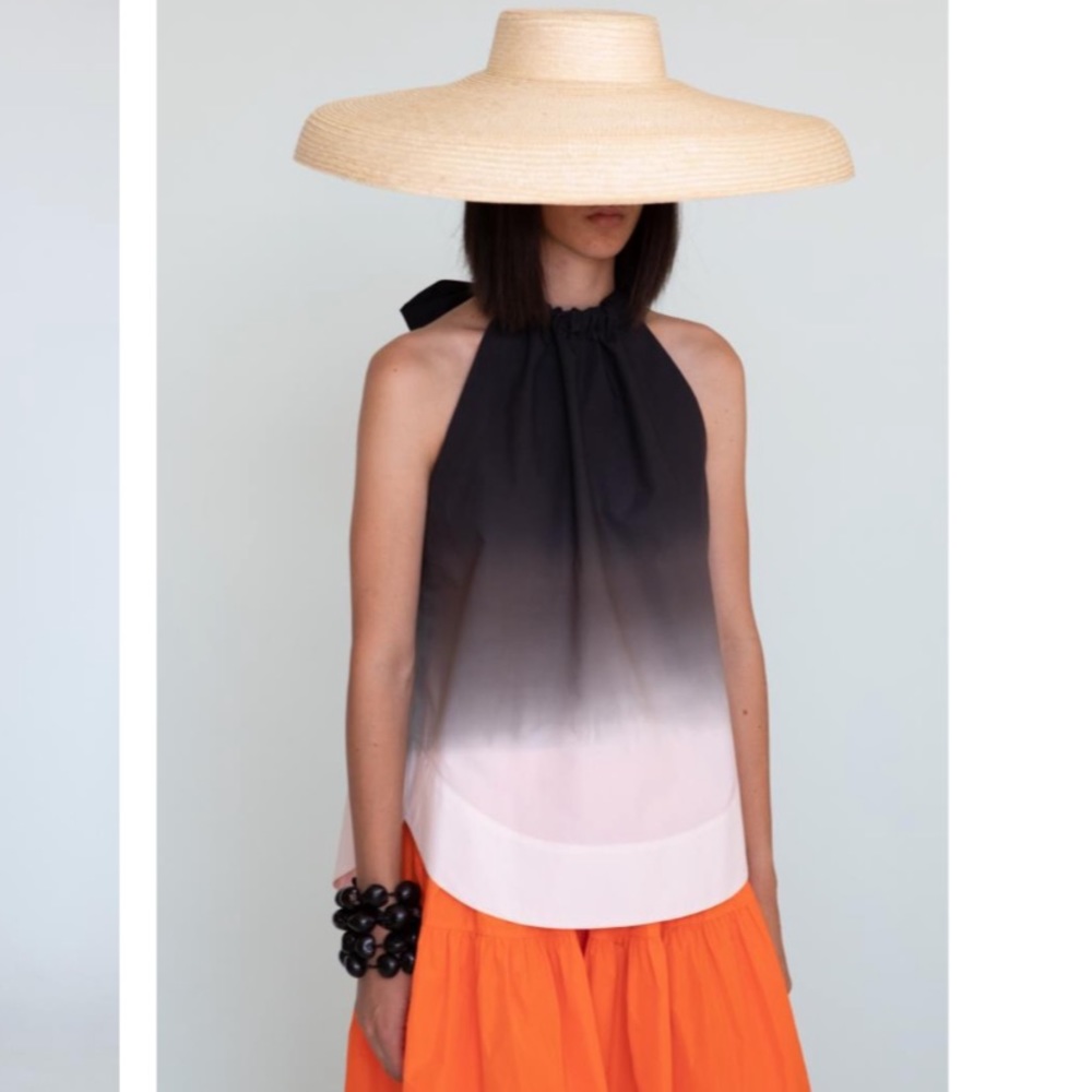 Ombré Poplin Halter Tank in Back & White